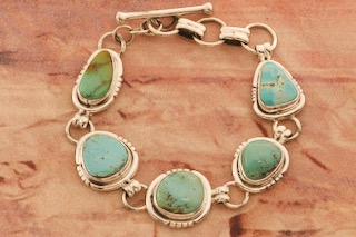 Native American Jewelry Genuine Rare Tyrone Turquoise Sterling Silver Bracelet